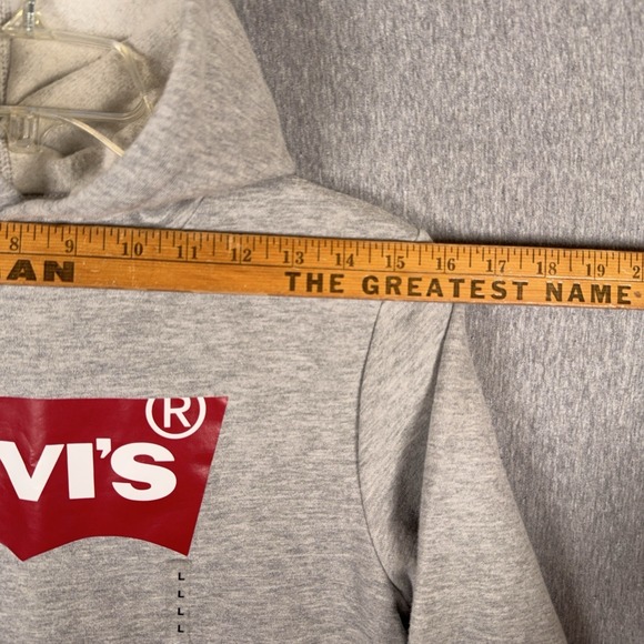 Levis Sweatshirt Hoodie Boys Large Gray Red Batwing Logo Pullover 12-13 yrs NEW - Picture 6 of 9